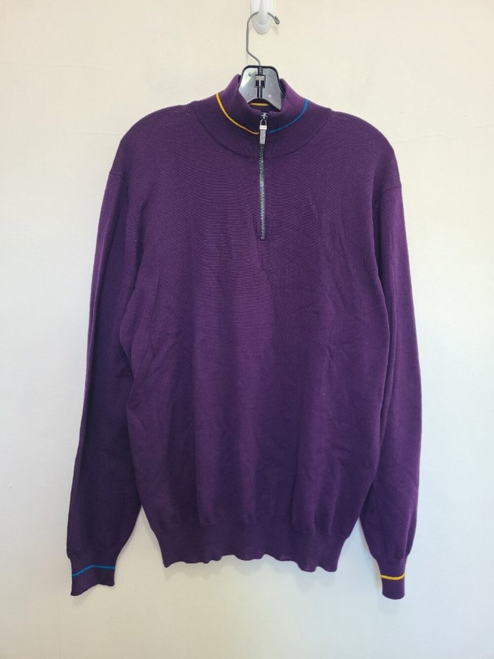 NWOT Etro Milano Wool 1/4 Zip Sweater Purple Wool Mens size XL